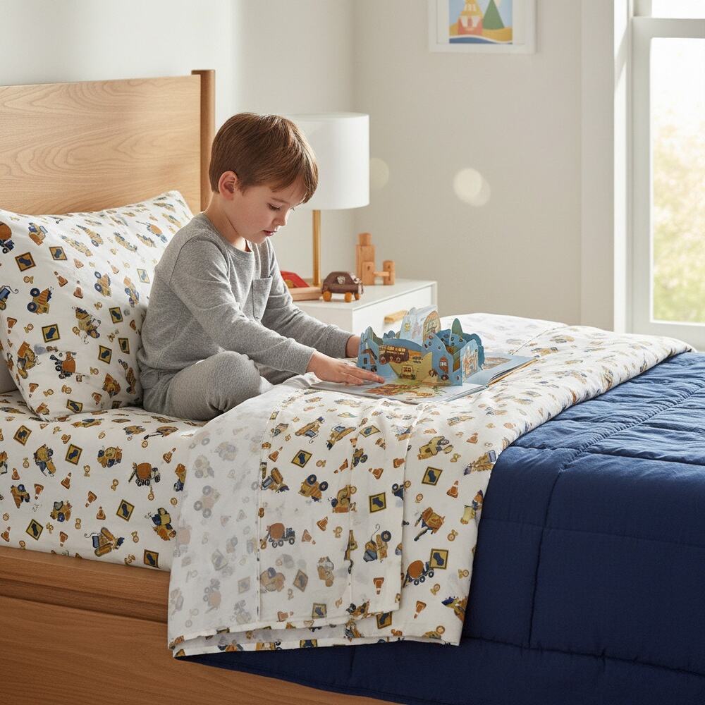 Circo Boy's Construction Theme Complete Full Sheet Set, Cotton/Poly Blend GUC